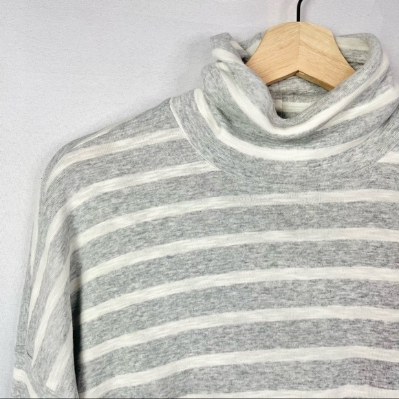 Aerie Gray & White Stripe Turtleneck Drop Shoulder Long Sleeve Top S - Picture 4 of 4